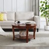 Traditional Round Coffee Table with Open Storage Shelf,2-Tier Storage Wood Center Circle Accent Table for Living Room, Bedroom, Apartment - 3 of 4