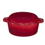 Bruntmor 2-in-1 Red Enamel Cast Iron Dutch Oven & Skillet Set, 7 Quart | All-in-One Cookware for Induction, Electric, Gas, Stovetop & Oven