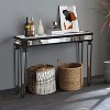 VYNXARIA Black Mirror Console Table - Vintage Wood Grain with Elegant Carving - 2 of 4