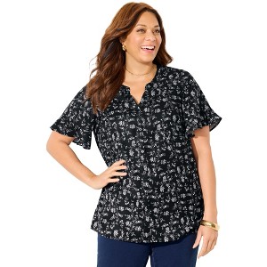 Catherines Women's Plus Size Petite Isabella Romance Blouse - 1 of 4