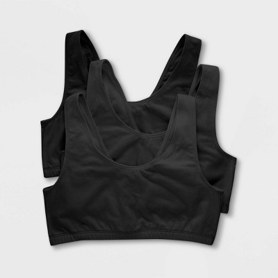 Image of Hanes Women's 3pk Cropped Scoop Neck Bralette HFA002 - Black XXL