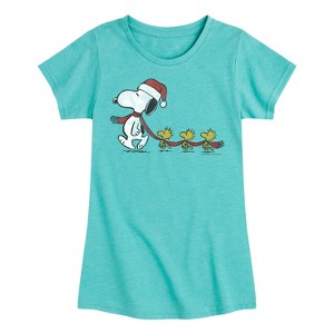 Girls' - Peanuts - Holiday Cheer Fitted Short Sleeve Graphic T-Shirt - 1 of 4