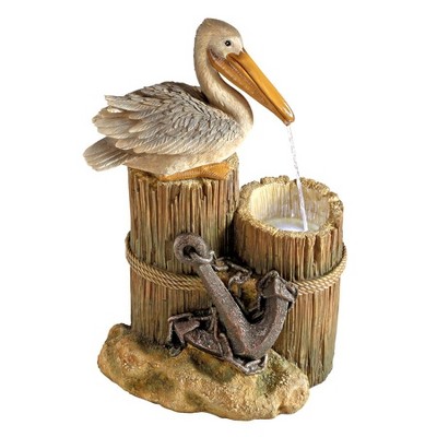 Pelican's Seashore Roost Resin Sculptural Water Fountain with LED Light