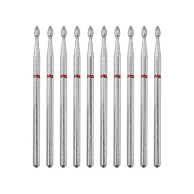 Unique Bargains Emery Nail Drill Bit Set for Acrylic Nails 3/32 Inch Nail Art Tools 44.1mm Length Red 10 Pcs