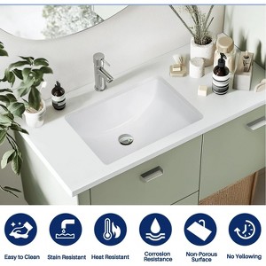 Aghana Digitals 18"x11" Modern White Rectangular Porcelain Undermount Bathroom Sink with Vertical - 1 of 4