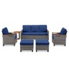 Buenhomino 6-Piece Outdoor Wicker Patio Set – Sofa, 2 Chairs, 2 Ottomans & Side Table with Cushions, Weather-Resistant PE Rattan Conversation Set - 3 of 4