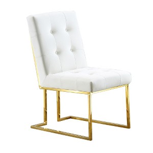 NicBex 2-piece Set Dining Chair Modern Upholstered Linen Fabric Side Chair with Tufted Button Back and Gold Metal Legs for Dining Room - 1 of 4