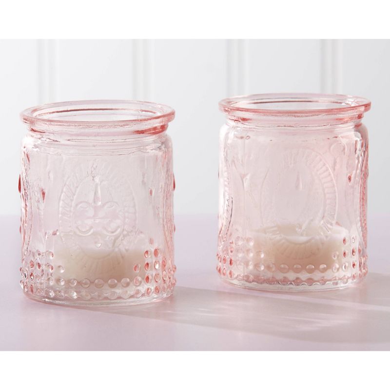 12ct Vintage Glass Tea Light Holder Pink, 2 of 7