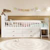 JUJABU Wooden Twin Platform Bed Frame with 4 Storage Drawers, Guardrail Headboard & Ladder for Kids - 3 of 4