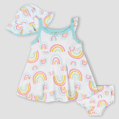 Gerber Baby Rainbow Sundress Top and Bottom Set - White 0-3M