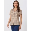 INSPIRE CHIC Women's Classic Short Sleeve Button Down Plaid Shirt - 3 of 4