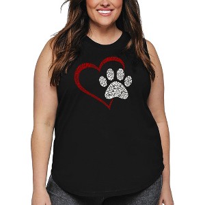 LA Pop Art Paw Heart - Women's Word Art Tank Top - 1 of 4