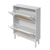 Vynxaria 2-Door Rattan Shoe Rack - Double Layer Storage, White Finish, Elegant Design for Living Room & Hallway - 3 of 4