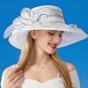 Anna-Kaci Women's Wide Brim Organza Dress Hat with Sheer Ribbon Floral Design for Formal Events and Sun Protection - 4 of 4