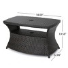 Rattan Outdoor Coffee Table with Umbrella Hole, Wicker Accent Table with Shelf for Patio, Garden, or Lounge – The Pop Home - 4 of 4