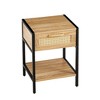 15.74" Rattan End table with  drawer, Modern nightstand, metal legs,side table,white(1 pc) - 2 of 4