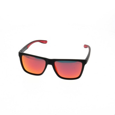 Men's Surfer Shade Rubberized Sunglasses with Mirrored Polarized Lenses -  All In Motion™ Black/Red