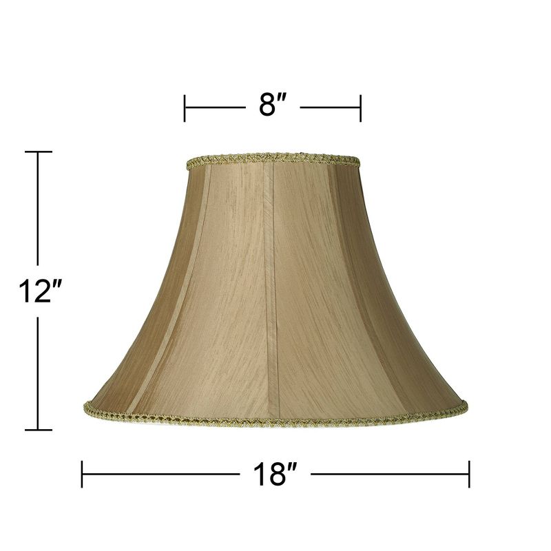 Springcrest Earthen Gold Large Round Bell Lamp Shade 8" Top x 18" Bottom x 12" Height x 13" Slant (Spider) Replacement with Harp and Finial, 5 of 9