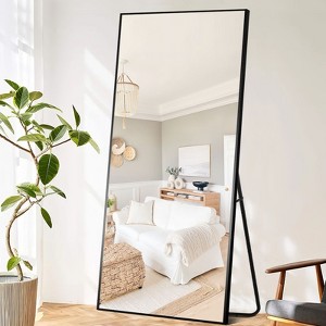 Wooakway Black Metal Full Length Mirror Accent Wall Mirror Freestand Mirror with Bracket - 1 of 4