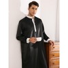 Lars Amadeus Men's Long Sleeves Banded Collar Long Satin Nightshirt - 2 of 4