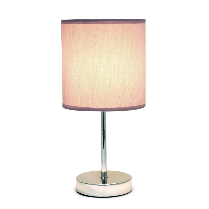 11.81" Traditional Petite Metal Stick Bedside Table Desk Lamp in Chrome with Fabric Shade - Creekwood Home, 6 of 9