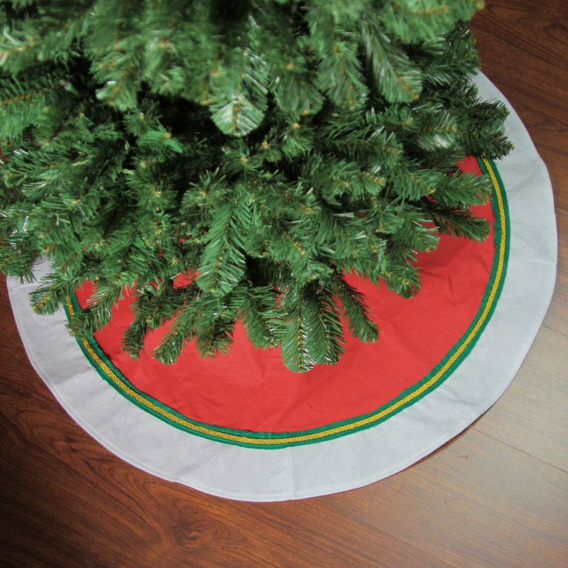 Northlight Traditional Christmas Tree Skirt with Ribbon Trim - 36" - Red and White, 1 of 5