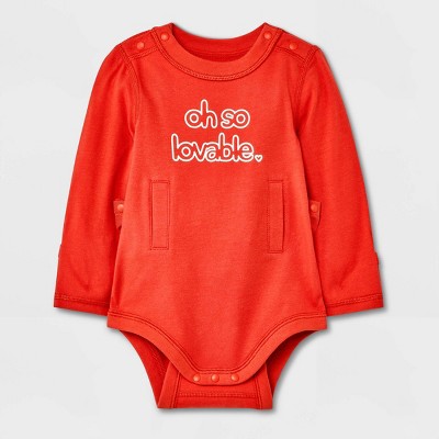Image of Baby G-Tube Adaptive Bodysuit - Cat & Jack™ Red 0-3M