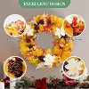 24in Fall Wreath for Front Door Decor, Autumn Thanksgiving Wreath with Pinecones, Maple Leaves, White Flowers, Berries for Party, Window, Fireplace - 3 of 4