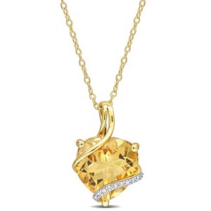 EVERLY JEWELRY | Yellow Plated Sterling Silver 0.05 CT TW Diamond And 6 1/2 CT TGW Citrine Fashion Pendant With Chain, 18-inch - 1 of 4