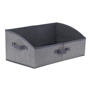 Unique Bargains Collapsible Trapezoidal Storage Bin with Handles for Shelves Closet 1 Pack - 1 of 4