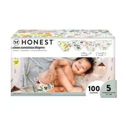The Honest Company Clean Conscious Disposable Diapers Four Print Pack- Size 5 - 100ct