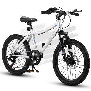 NAYSAYE Bicycles 20 Inch Kids Bike 7 Speed with Front Suspension and Disc Brake for Boys and Girls, White, 54"*23"*31.5" - 1 of 4
