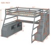 Twin/Full Size Loft Bed with 7 Drawers, 2 Shelves and Desk - ModernLuxe - 3 of 4