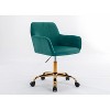 TiramisuBest Dark Green Velvet Faux Fur Makeup Vanity Swivel Chair for Bedroom - 2 of 4