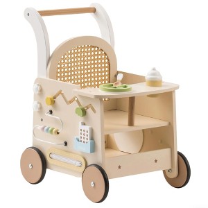 ROBOTIME Baby Walker, Walking Activity Center Push Toys with Safety Brake, Baby Push Walker for Babies Learning to Walk, Beige, 12.4"*14.57"*19.69" - 1 of 4