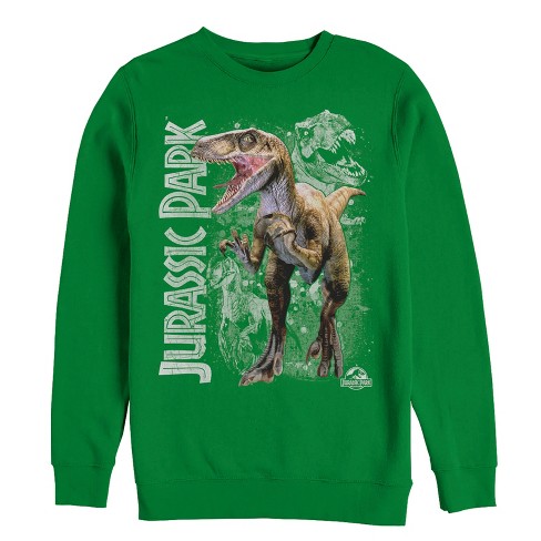 Men\'s Jurassic Park Sweatshirt - Raptor Dino Green - : Small Kelly Shadows Target
