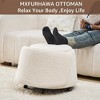ChicFurnit Ottomans and Benches Storage Ottoman Round Footstool Foot Rest Round Footstool for Living Room, White, 24.8"*20.87"*16.93" - 3 of 4
