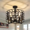PAKOKULA Farmhouse 4-Light Black Industrial Drum Semi-Flush Mount - 2 of 4