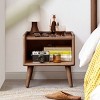GlasFlength Nightstands Modern Solid Beech Wood Bedside Cabinet with Open Storage Simple Design for Bedroom, Brown, 13.78"*15.75"*15.75" - 2 of 4