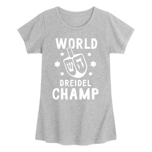 Girls' - Instant Message - World Dreidel Champ Fitted Short Sleeve Graphic T-Shirt - 1 of 4