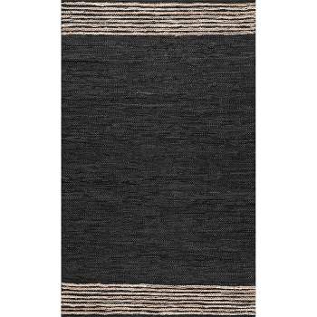 nuLOOM Hand Braided Jute Leather Kelli Area Rug