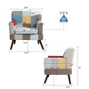 Patchwork Accent Chair, Mid Century Modern Fabric Club Chair, Colourful Single Sofa Chair for Living Room, Bedroom - 3 of 4