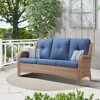 POCASSY 74" Wide Outdoor Wicker Patio Sofa with Cushions, All Weather Yellow Wicker Furniture Sofa 3 Seater Couch for Porch, Deck, Balcony - 2 of 4