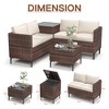 4-Piece Rattan Patio Set – Modular Sectional with Storage Box & Glass Table, Weather-Resistant for Outdoor Lounge, Balcony - 3 of 4