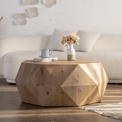 NicBex Modern 38.2" Octagonal Coffee Table with Three-Dimensional Embossed Designfor Living Room