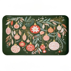 Stupell Industries Holiday Florals & Ornament Shapes Printed Anti-Fatigue Floor Mat, design by Leah Straatsma, 30"x18" - 1 of 4