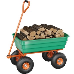 4 Cu. Ft. Poly Dump Cart - Heavy Duty 600 LBS Garden Cart, 10" No-Flat Tires & 180° Handle, Rust-Proof, for Yard, Landscaping, Gardening - 1 of 4