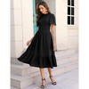 Women's Casual Short Sleeve Smocked Ruffle Crewneck High Waist Flowy Midi Dress - image 4 of 4