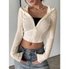 Coolmee Women's Cropped Zip Up Hoodie Lightweight Long Sleeve Rib Knit Slim Crop Jacket Trendy - 4 of 4