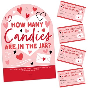 Big Dot of Happiness Happy Valentine’s Day - How Many Candies Valentine Hearts Party Game - 1 Stand and 40 Cards - Candy Guessing Game - 1 of 4